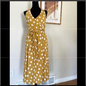 Boden Yellow & White Polka Dot Halter Dress